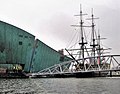 Model of Dutch tall ship 'Amsterdam' of the Vereenigde Oost Indische Compagnie, at the NEMO Science Center, Amsterdam