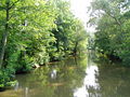 De Fränkische Saale in Bad Kissingen (kuurpark)