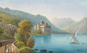 Hubert Sattler, vue sur le château de Chillon et le lac de Genève.