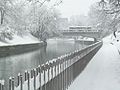 Ljubljanica na Bregu v Ljubljani pozimi