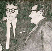 Vasco Pratolini (right) with the Italian writer Luigi Silori, 1959