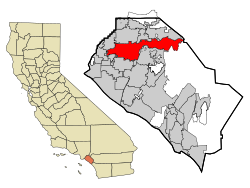 Location of Anaheim in California and Orange County