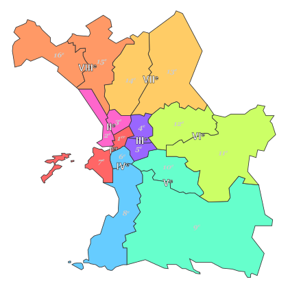 Marseille (16 arrondissements, 8 secteurs)