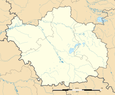 Mapa konturowa Aube, blisko centrum u góry znajduje się punkt z opisem „Chauchigny”