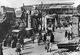 Les destructions autour de la gare après la Seconde Guerre mondiale.