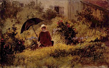 Spitzweg: Der Maler im Garten, ~1870