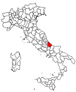 Kartet viser Provinsen Chietis plassering i Italia