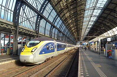 Eurostar onder de noordelijke stationskap; 22 september 2020.