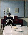 Interieur met vrouw achter de piano, Hammershoi