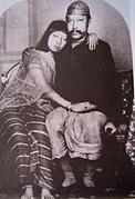Maharaja Birchandra with the queen Maharani Manamohini in 1880