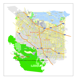 Mountain View city map, California, USA