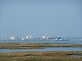 Salt marsh with the oil refinery of Fawley in the background