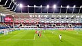 Éischten offizielle Match am Stade de Luxembourg.