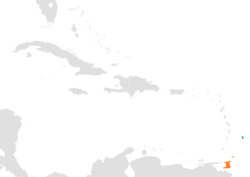 Map indicating locations of Barbados and Trinidad and Tobago