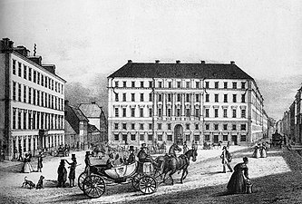 Brunkebergstorg med Brunkebergs hotell cirka 1840.
