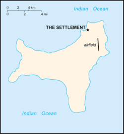 飛魚灣在聖誕島的位置，以「The Settlement」（定居點）作為標示