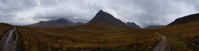 Panorama des Glen Coe vom West Highland Way gesehen