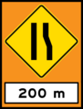 Temporary narrow roads on the right in 200 metres