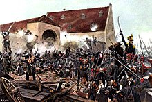 The storming of La Haye Sainte by Knötel