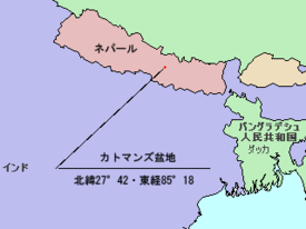 カトマンズの渓谷の位置