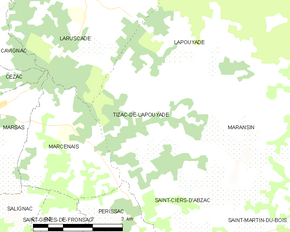 Poziția localității Tizac-de-Lapouyade