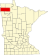 Harta statului Minnesota indicând comitatul Marshall