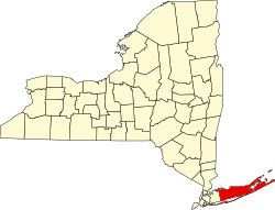 Suffolkin piirikunnan sijainti New Yorkin osavaltiossa.