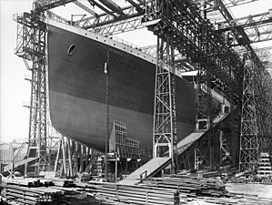 Titanic prior to launching, 31 May 1911