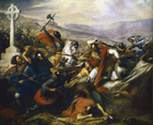 Charles de Steuben's Bataille de Poitiers en Octobre 732 depicts a triumphant Charles Martel (mounted) facing ‘Abdul Rahman Al Ghafiqi (right) at the Battle of Tours.