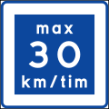 Rekommenderad lägre hastighet max 30 km/h