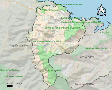 Carte des ZNIEFF de type 1 sur la commune.