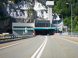 Karawankentunnel op de grens tussen Oostenrijk en Slovenië