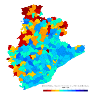 Crecimiento de la población entre 2008 y 2018