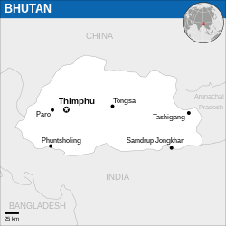 Mapa ya Bhutan