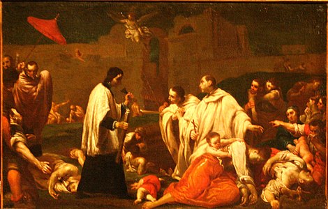 Giuseppe Maria Crespi Bernardo Tolomeï au milieu des victimes de la peste noire à Sienne en 1348 (vers 1735).