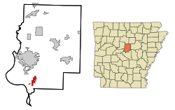 Location in Faulkner County and the state of آرکانزاس
