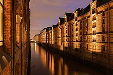 Hamburg’s Speicherstadt at night.jpg