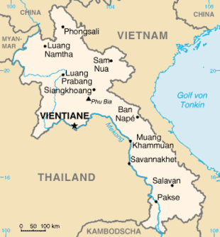Karte vu Laos ausm CIA World Fact Book