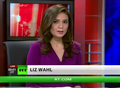 La presentadora Liz Wahl al aire