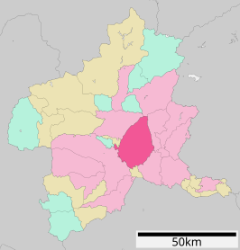 Situering van Maebashi in de prefectuur Gunma