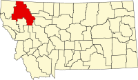 Map of Montana highlighting Flathead County