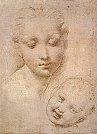 拉斐尔 – 母子头部的研究， 1509-11年