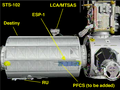 ディスティニーに取り付けられたESP-1。STS-102ミッション終了時の状態。