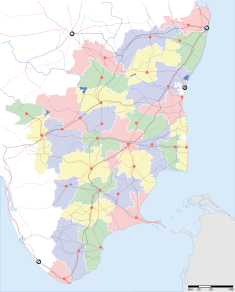 Map indicating the location of Thanjavur