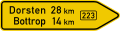 Zeichen 415-20 Wegweiser auf Bundesstraßen (rechtsweisend)