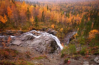 Waterfall on Risyok river, Khibiny mountains