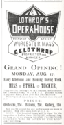 Lothrop's Opera House, 1891 advertisement