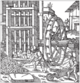 Tegning af malmknuser. Georgius Agricola, 1500-tallet