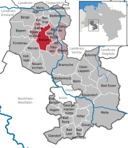 Läget för kommunen Ankum i Landkreis Osnabrück