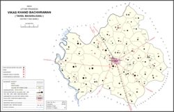 Map showing Kalui Khera (#852) in Bachhrawan CD block